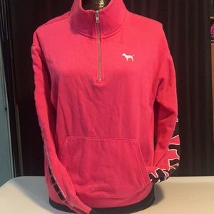 VICTORIA SECRET PINK QUARTER ZIP UP SWEATSHIRT SIZE MEDIUM